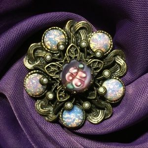 Ollipop Ornate Flower Adjustable Ring Sweet Romance